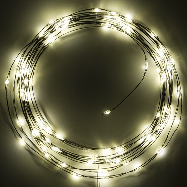 123led draadverlichting op batterijen 5m extra warmwit & warmwit 100 lampjes zwart LDR07284 - 3