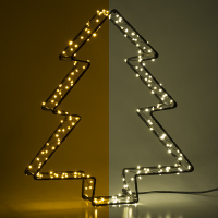 123led kerstboom 3D op batterijen 26 cm extra warmwit & warmwit 200 lampjes zwart LDR07286