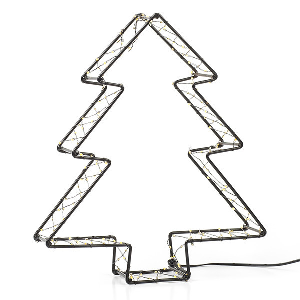 123led kerstboom 3D op batterijen 26 cm extra warmwit & warmwit 200 lampjes zwart LDR07286 - 2