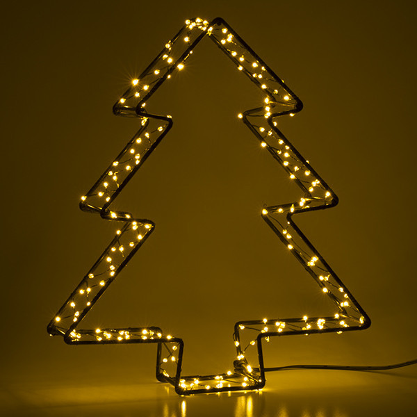 123led kerstboom 3D op batterijen 26 cm extra warmwit & warmwit 200 lampjes zwart LDR07286 - 3