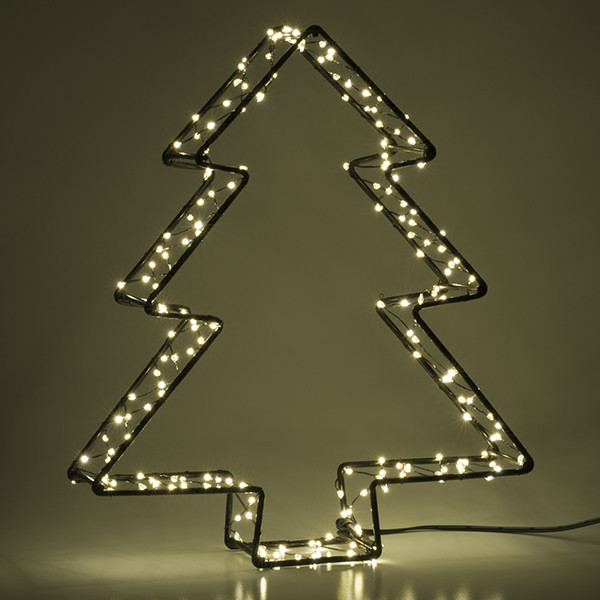 123led kerstboom 3D op batterijen 26 cm extra warmwit & warmwit 200 lampjes zwart LDR07286 - 4