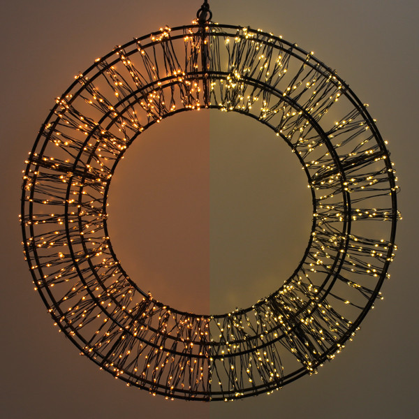 123led kerstkrans Ø 36 cm extra warm wit & warm wit 1200 lampjes zwart LDR07328 - 1