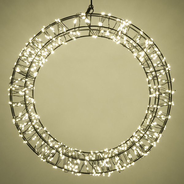 123led kerstkrans met ophangoog Ø 36 cm extra warmwit & warmwit 800 lampjes zwart LDR07270 - 4