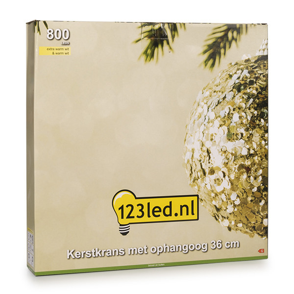123led kerstkrans met ophangoog Ø 36 cm extra warmwit & warmwit 800 lampjes zwart LDR07270 - 5