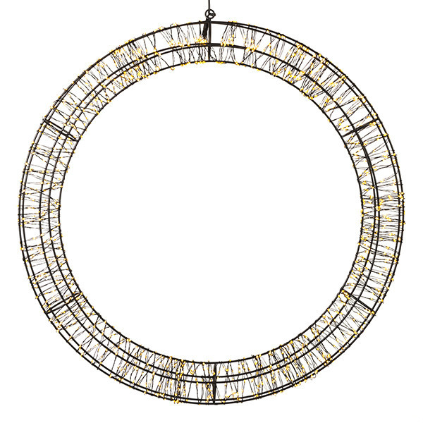 123led kerstkrans met ophangoog Ø 56 cm extra warmwit & warmwit 1200 lampjes zwart LDR07271 - 2