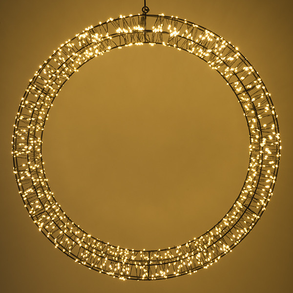 123led kerstkrans met ophangoog Ø 56 cm extra warmwit & warmwit 1200 lampjes zwart LDR07271 - 3