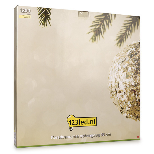 123led kerstkrans met ophangoog Ø 56 cm extra warmwit & warmwit 1200 lampjes zwart LDR07271 - 5
