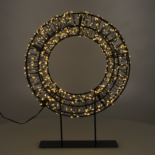 123led kerstkrans op voet 28 cm extra warm wit & warm wit 800 lampjes zwart LDR07324 - 3