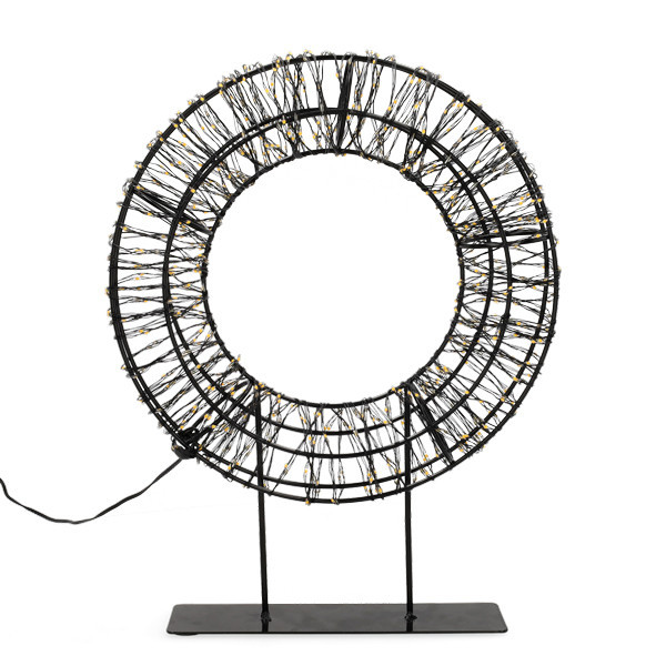 123led kerstkrans op voet 28 cm extra warm wit & warm wit 800 lampjes zwart LDR07324 - 4