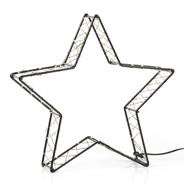 123led kerstster 3D op batterijen 26 cm extra warmwit & warmwit 200 lampjes zwart LDR07285 - 2