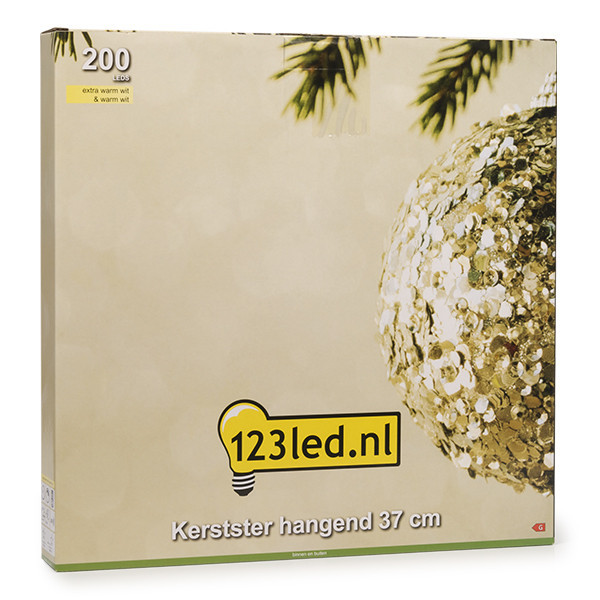 123led kerstster hangend 37 cm extra warmwit & warmwit 200 lampjes zwart LDR07274 - 5