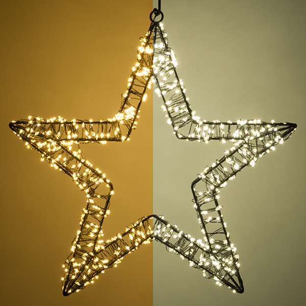 123led kerstster met ophangoog 36 cm extra warm wit & warm wit 800 lampjes zwart LDR07268 - 1