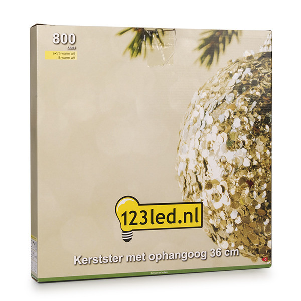 123led kerstster met ophangoog 36 cm extra warm wit & warm wit 800 lampjes zwart LDR07268 - 5