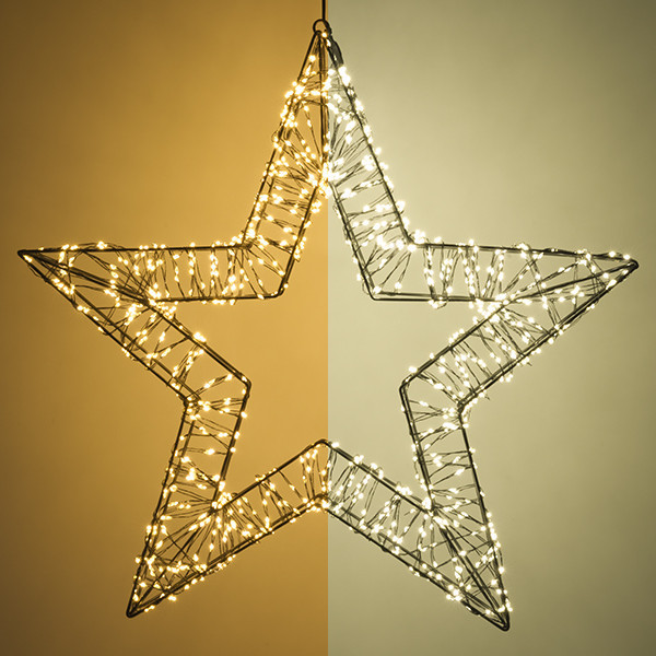 123led kerstster met ophangoog 56 cm extra warmwit & warmwit 1200 lampjes zwart LDR07269 - 1