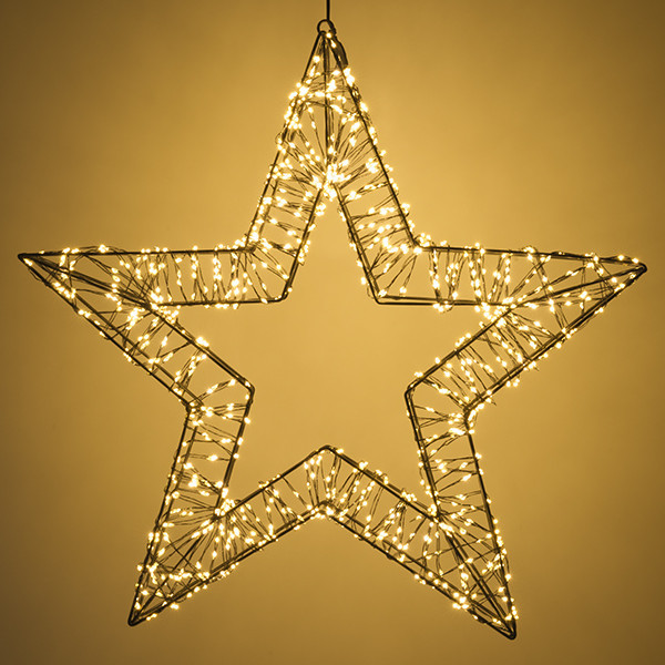 123led kerstster met ophangoog 56 cm extra warmwit & warmwit 1200 lampjes zwart LDR07269 - 3