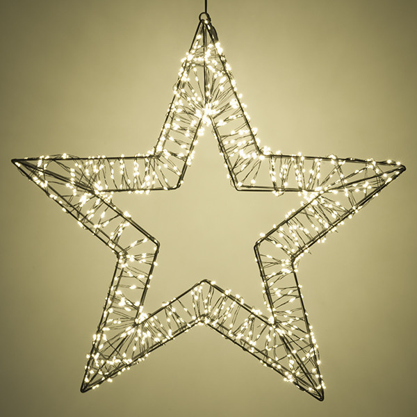 123led kerstster met ophangoog 56 cm extra warmwit & warmwit 1200 lampjes zwart LDR07269 - 4
