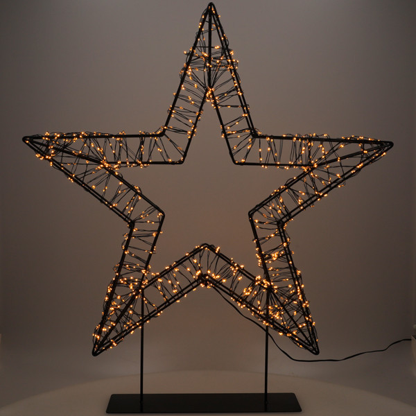 123led kerstster op voet 56 cm extra warm wit & warm wit 1200 lampjes zwart LDR07327 - 2