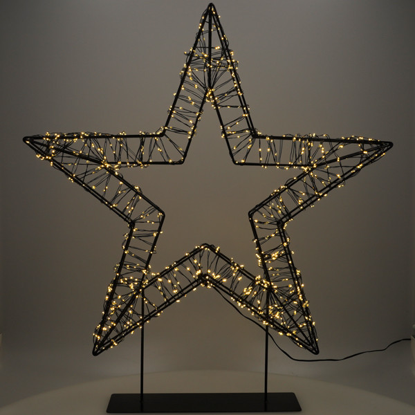 123led kerstster op voet 56 cm extra warm wit & warm wit 1200 lampjes zwart LDR07327 - 3