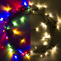 123led kerstverlichting multicolor & warmwit op batterijen 3,9 meter 48 lampjes met timer LDR07294