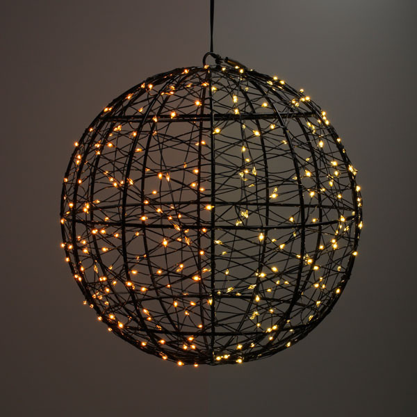 123led lichtbol kerst Ø 25 cm extra warm wit & warm wit 300 lampjes zwart LDR07335 - 1