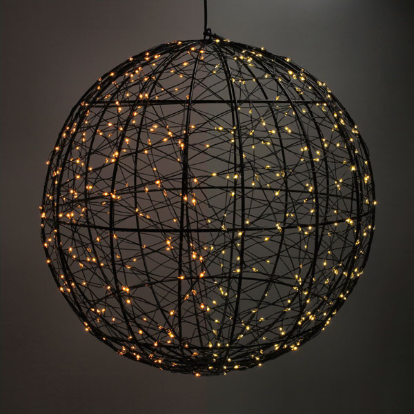 123led lichtbol kerst Ø 35 cm extra warm wit & warm wit 500 lampjes zwart LDR07336 - 1