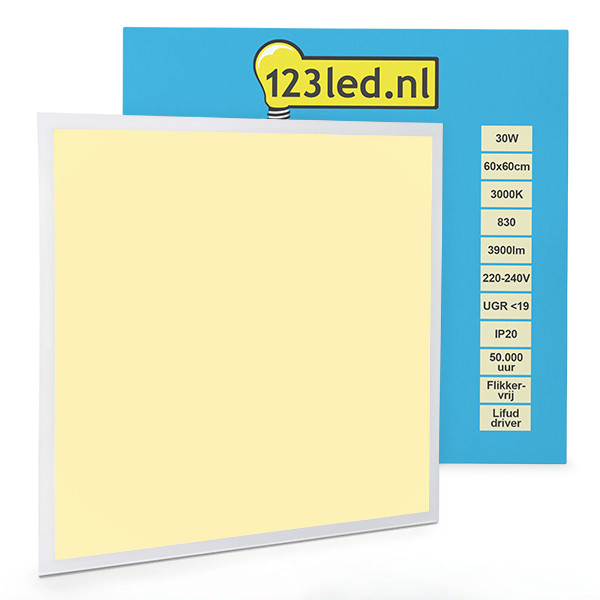 123led paneel 60x60 cm warm wit | 3000K | 3900 lumen (30W) LDR08664 - 1