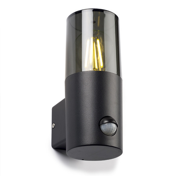 123led wandlamp Smokey zwart rond met sensor geschikt voor 1x E27 LDR08511 - 1