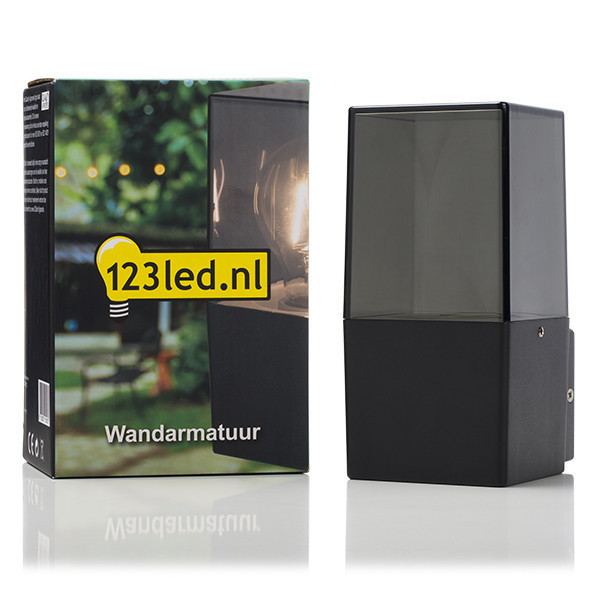 123led wandlamp Smokey zwart vierkant geschikt voor 1x E27 LDR08512 123led wandlamp Smokey zwart vierkant geschikt voor 1x E27 LDR08512 - 2