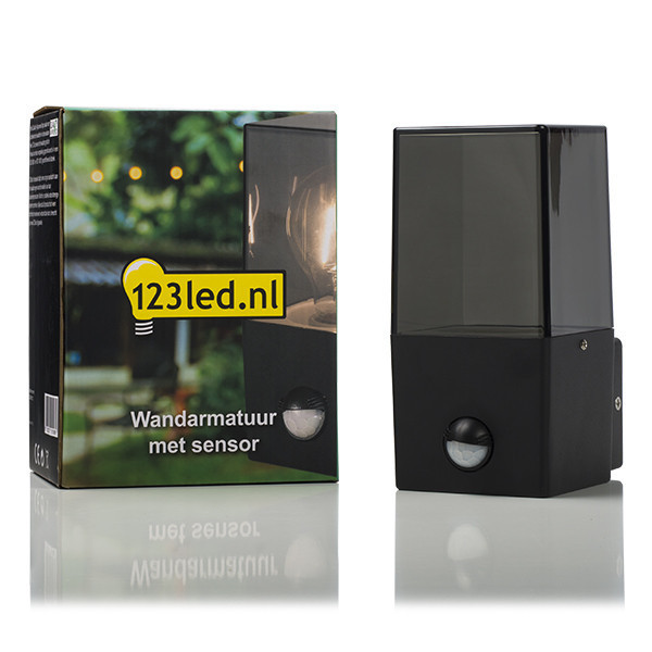 123led wandlamp Smokey zwart vierkant met sensor geschikt voor 1x E27 LDR08513 - 2
