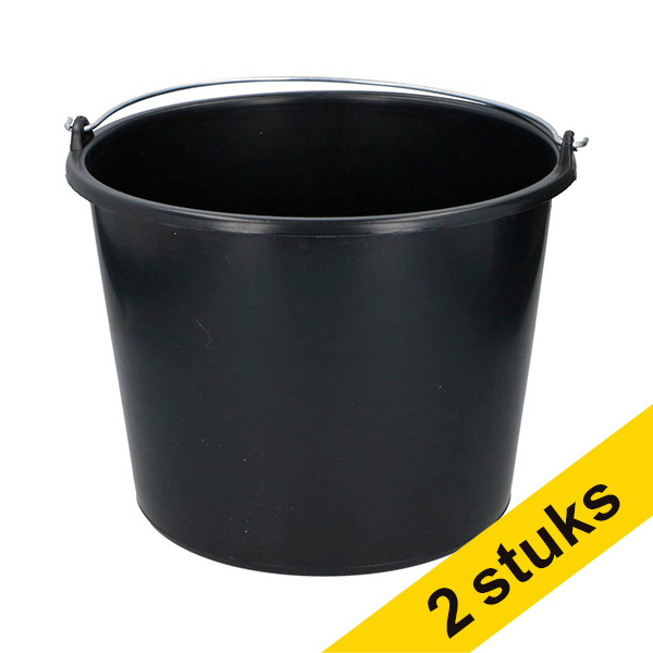 Aanbieding: 2x huishoudemmer zwart 12 liter SDR06175 - 1