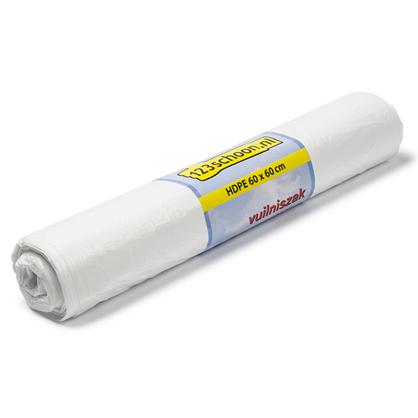 123schoon HDPE vuilniszakken met trekband wit 35 liter (50 stuks) SDR06057 - 1