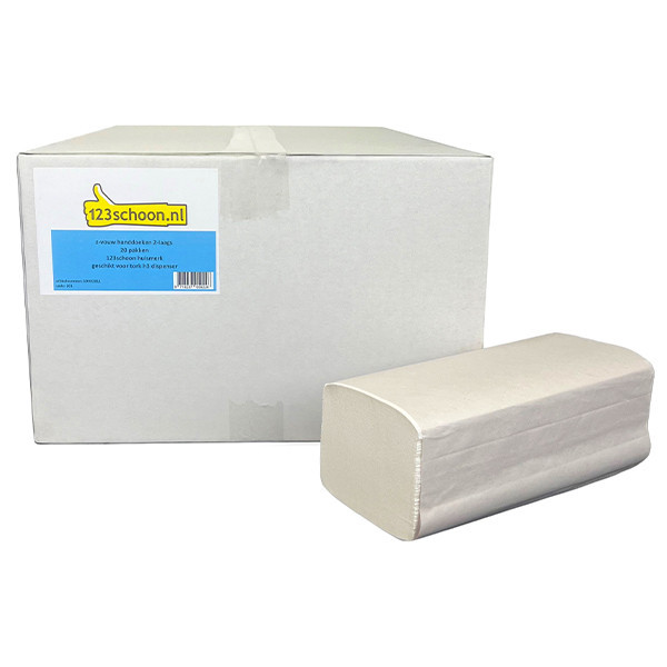 123schoon Z-vouw handdoeken 2-laags 20 pakken geschikt voor Tork H3 dispenser 100278 290163c SDR02011 - 1