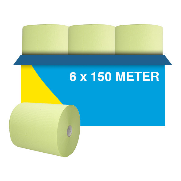 123schoon handdoekrol HPG Matic groen 2-laags 6 x 150m geschikt voor Tork H1 dispenser SDR02119 - 1