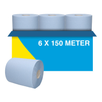 123schoon handdoekrol Midi Centerfeed Food ISEGA blauw 2-laags 6 x 150m SDR02105