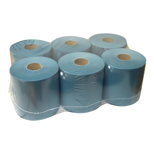 123schoon poetspapier blauw 1-laags 6 x 300m geschikt voor Tork M2 dispenser 323 SDR02028 - 1