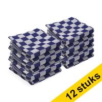123schoon theedoek blauwe blokken 65  x 65 cm (12 stuks) SDR07343