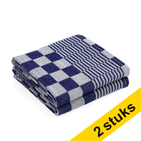 123schoon theedoek blauwe blokken 65  x 65 cm (2 stuks) SDR06462