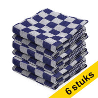 123schoon theedoek blauwe blokken 65  x 65 cm (6 stuks) SDR07342