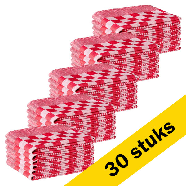 123schoon theedoek rode blokken 65 x 65 (30 stuks) SDR05199 - 1