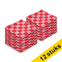 123schoon theedoek rode blokken 65  x 65 cm (12 stuks) SDR07340