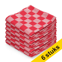 123schoon theedoek rode blokken 65  x 65 cm (6 stuks) SDR07339
