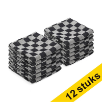 123schoon theedoek zwarte blokken 65  x 65 cm (12 stuks) SDR07346