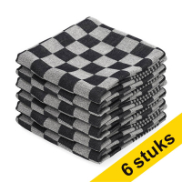 123schoon theedoek zwarte blokken 65  x 65 cm (6 stuks) SDR07345