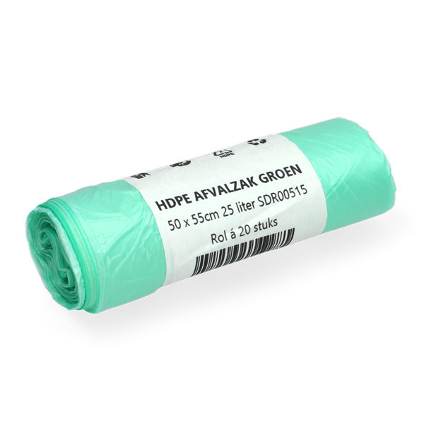 123schoon vuilniszakken groen 25 liter (20 stuks) SDR00515 - 1