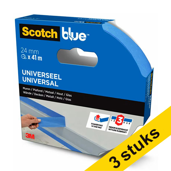 Aanbieding: 3x ScotchBlue Multi-oppervlak afplaktape 24 mm x 41 m 280058 - 1