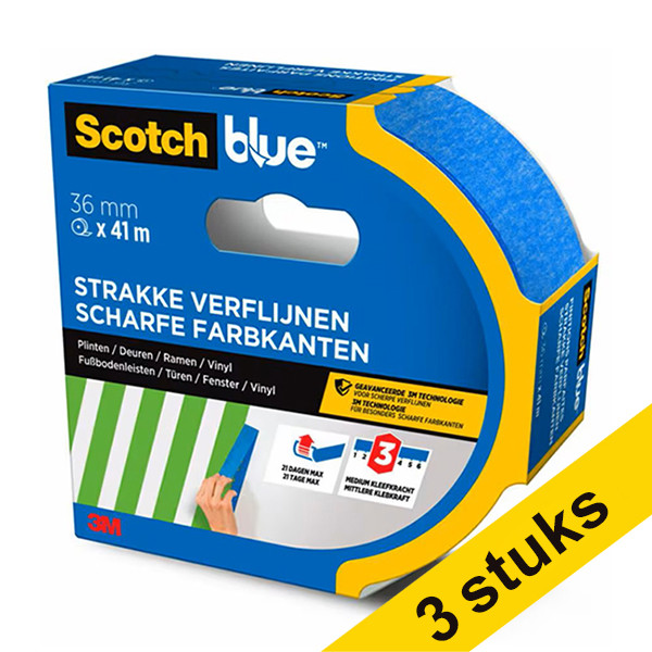 Aanbieding: 3x ScotchBlue schilderstape voor strakke lijnen 36 mm x 41 m 280061 - 1