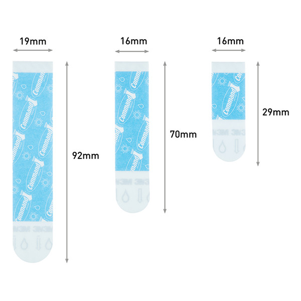 3M Command doorzichtige kleefstrips assorti waterbestendig (16 stuks) 17200B 214562 - 2