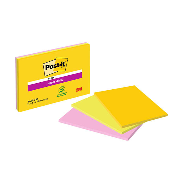 3M Post-It super sticky assorti 152 x 101 mm (3 stuks) 425633 - 1