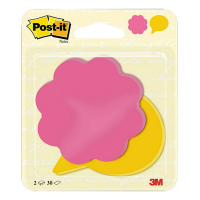 3M Post-it Die-Cut notes bloem en tekstballon fuchsia/ultrageel 72,5 x 72,5 mm (2 blokken) 214577