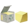 3M Post-it gerecycleerde mini notes toren geel 76 x 76 mm (6 pack)